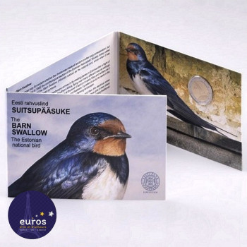 Coincard 2 euros commémorative ESTONIE 2023 - Hirondelle Rustique - UNC ste